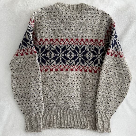 Vintage Lands End Sweater Men Small Fair Isle Wool Knit Nordic Ski Fisherman - Picture 4 of 8